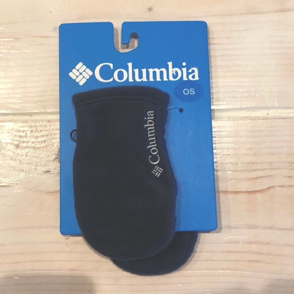 NWT Columbia infant navy blue fleece mittens with waterproof padding OS